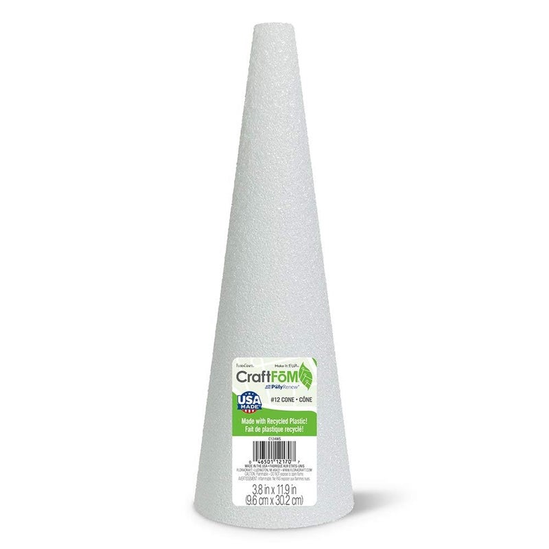 FloraCraft CraftFoM Cone 3.8 Inch x 11.9 Inch White - Image 1